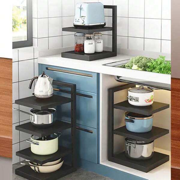 One Pot Rack, Stainless Steel Pot Rack Under Sink, Stable Multi-Tier Rack, Easy To Install And Adjustable Storage Organizer For Pots And Pans, Kitchen Organizer And Storage Rack, Kitchen Accessories