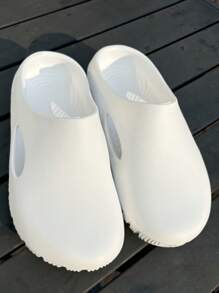 Spring And Summer Fashion New Women's Pure White Clog, Comfortable And Breathable Indoor And Outdoor Dual-Use Beach Shoes, Garden Shoes