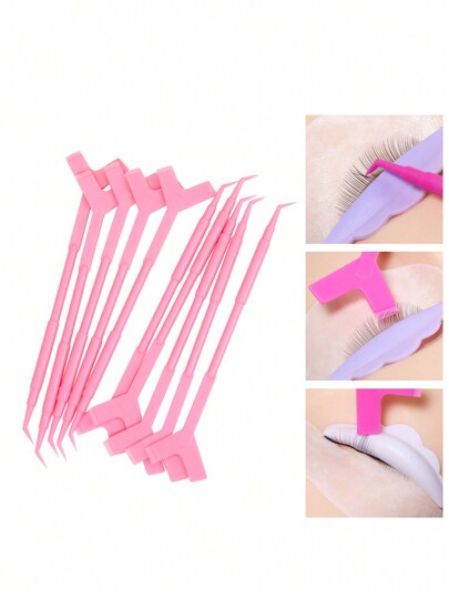 Glamlash 10 قطع بفرشاة رموش دائريّة الشكل باللون الوردي لشد الرموش مجموعة رفع الرموش مع صفائح مطاطية من السيليكون، وأدوات تمديد الرموش، ومشط تنظيف الرموش