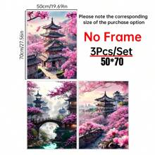 Tranh treo tường 3 mảnh bằng vải canvas - Tranh in hình hoa anh đào truyền thống Nhật Bản, màu sắc rực rỡ, phù hợp trang trí phòng ngủ, văn phòng, phòng khách, quán cà phê, quán bar, ký túc xá - Món quà hoàn hảo cho người yêu nghệ thuật, tranh treo tường, quà tặng poster, quà sinh nhật, quà tốt nghiệp. - Nhiều màu - Xem 11