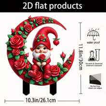 Garden Stake Outdoor Decoration, Valentine's Day Gnome Acrylic Garden Stakes Outdoor Garden Decor Fairy Art Lawn Garden Stake