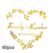 30/60/120/240 件定制文字圆形透明烫印贴纸、个性化婚礼标签、生日贴纸、水瓶贴纸、定制派对礼品标签、返校时尚 - 風格A - 查看 10