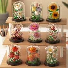 Eine Vielzahl von ABS Desktop Blumen Dekorationen Modell Bausätze, DIY Topfpflanzen, Geschenke für Freunde, Bildungsbausteine. Geschenke zum Schulbeginn, Eltern-Kind-Interaktion, Bürozeit. Geeignet für Tisch-, Raum- und Fensterbankdekoration, etc. Halloween/Weihnachten, stressabbauendes Spielzeug