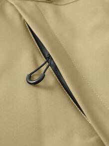 男士连帽抽绳软壳防风夹克，运动休闲风，正面大口袋，侧边拉链口袋，适合日常穿着，百搭流行款。 - 卡其色 - 查看 8