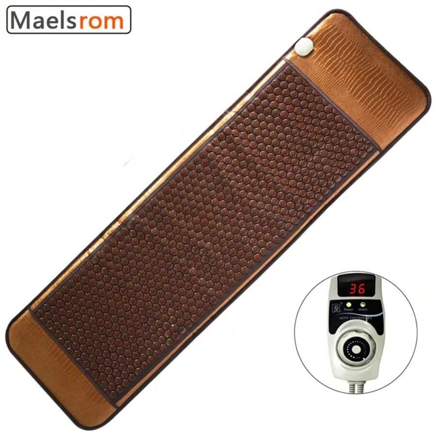 Esterilla calefactora de infrarrojos lejanos con almohadilla de piedra de germanio y turmalina natural para aliviar el dolor de espalda con controlador - Tipo de Enchufe A USA (110-127V) - Ver 1