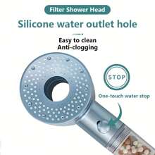 1 pieza Cabezal de ducha de alta presión y ahorro de agua, cabezal de ducha ajustable de 5 modos con filtro de perlas, de material ABS, aumenta la presión, accesorio de baño, decoración del hogar, decoración de otoño - Azul - Ver 4