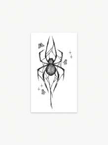 Cyan sea 1pc Waterproof Anti-Sweat Non-Reflective Gothic-Style Artistic Dark Spider Web Temporary Tattoo, Suitable For Fashion Leader For Daily Use, Realistic Fake Tattoos Party Favors & Gifts