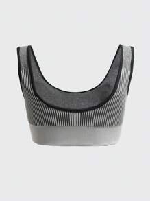 Light Gray Seamless & Underwire-Free Removable Padded Sports Bra, High Impact, Sweat-Wicking, Breathable, Strong Support