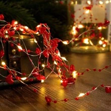 1入組LED珍珠銅線燈，帶電池盒，20LED/50LED，珍珠形狀串燈，適用於臥室、少女和新婚夫婦家庭裝飾，電池不包含在內 - 白色 - 查看 15