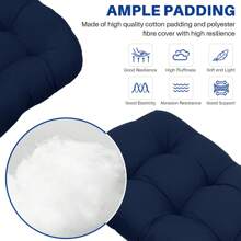 3 Pieces Wicker Chair Cushions Of Waterproof Tufted Outdoor Seat Cushions Set For Patio Furniture Sofa Settee Couch,1 Loveseat And 2 U-Shaped Cushions For Patio Furniture Chair Pads Yard - Navy Blue - View 3