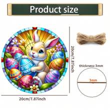 1 szt. łapacz słońca z motywem jajka wielkanocnego i kury - okrągły akrylowy wiszący znak, 7,87 x 7,87 cala, witrażowa dekoracja do okien, ganku, klasy i ogrodu, idealny prezent wielkanocny dla rodziny i przyjaciół