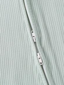 Conjunto de 2 piezas de pelele de bebé niña de fibra de bambú con costillas gruesas y cremallera, suave, transpirable, amigable con la piel, alta elasticidad, conjunto de 2 piezas de costillas gruesas en unicolor, pelele casual de manga corta con cubierta de pie convertible