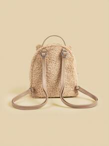 1pc Kids Cute Cat & Lamb Plush Casual Versatile Mini Backpack - Classic Backpack - View 5