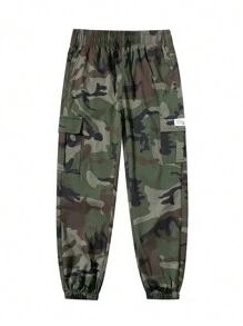 Men's Camo Tactical Cargo Pants, Multi-Pocket, Lightweight, Outdoor, Spring/Autumn - Army Green - View 2