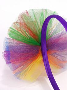 1 pieza Diadema con flor de malla colorida para niñas, diadema para fiesta adecuada para adolescentes, se puede usar como accesorio de baile