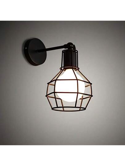 1pc Adjustable Zwart Industrial Retro Iron Sconce Bedroom, Kitchen Hallway (Light Bulb Not Included) view 6