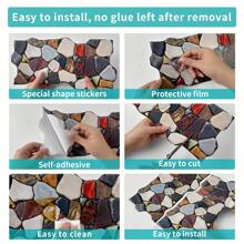 6 件/套 即剥即贴防溅板瓷砖 适用于厨房、浴室、洗衣房 - 30 厘米 X 15 厘米 蓝色、红色、绿色防溅乙烯基瓷砖贴纸 - 彩色 - 查看 9