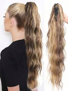 Claw Ponytail Extensions Hair Black Color 28 Inch Long Water Wave Hair Heat Resistant Fiber Synthetic Hairpiece For Women Girls Party Daily Use