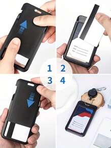 1pc Sling Badge Holder Hard Black Vertical Plastic Card Case Protector With Retractable Badge Reel Carabiner For Office School Proximity Key Card Driver's License And Pass Photo Card Cover Card Holder Card Holder Wallet Business Card Holder Credit Card Holder Id Card Holder, School, Home & Office Supplies - Black - View 7