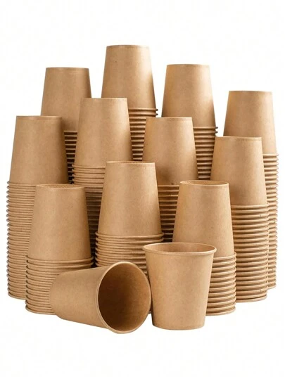9盎司棕色纸杯，棕色一次性纸咖啡杯，无瑕疵纸杯，适用于冷热饮，适合聚会、家庭、办公室使用，未漂白棕色热咖啡杯