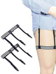 男士衬衫固定带一对，可调节弹性衬衫吊袜带，带防滑锁扣，衬衫下摆固定器，男士正装衬衫吊袜带 - 彩色 - 查看 2