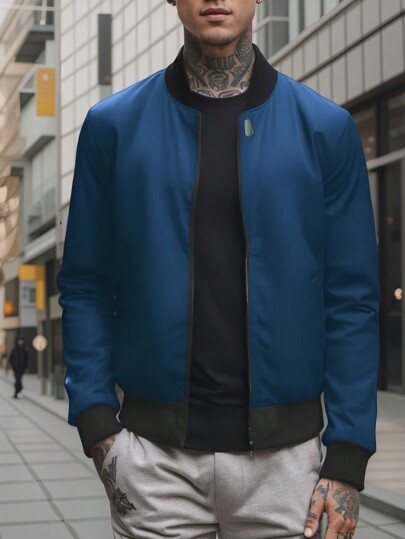 1pc Men Sport Jacket, Casual Baseball Uniform, Loose Fit Outerwear, Spring/Autumn