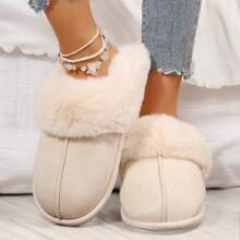 Cozy Women's Slip-On Winter Slippers With Plush Fleece Lining, Fluffy Moccasin, And Non-Slip Platform For Home Comfort - trắng - Xem 8