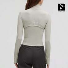 Lululemon Define Cropped Jacket Nulu-For Yoga Gym Running-Sweat-Wicking-Yoga-All Seasons Sport-Spring/Summer-Autumn/Winter-Prefect Thanks Giving Day & Chrismas Gift - Jade Grey - 查看 3
