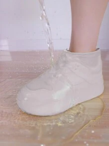 1 双可重复使用的硅胶防水鞋套，适合鞋子尺码 32-40 - 白色 - 查看 4