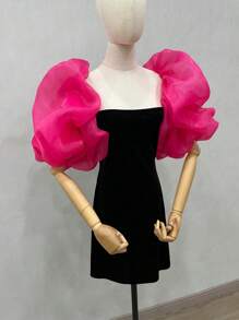 One Piece Black Organza Puff Sleeves 2 Elasticated Bridal Sleeves Autumn Accessories