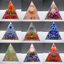 1pc Natural Crystal Red Jasper Chip Sphere Ball Tree Of Life Resin Orgone Pyramid Orgonite Powerful Crystals For Chakra Balancing Reiki And Meditation Attracts Lucks Restoration Gift - Multicolor - View 2
