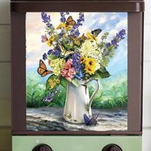 1pc Sunflower & Daisy Floral Vase With Pastoral Landscape Oil Painting Style Decorative Wall Sticker, Self-Adhesive Removable PVC, Suitable For Living Room, Bedroom, Kitchen And Other Walls Gifts Birthday Graduation Room Decor Home Decor Wall Decor Bathroom Decor Bedroom Decor Room Decoration Stuff Living Room Decor House Decor Home Decor Living Room Wall Paper Stickers Personalised Stickers