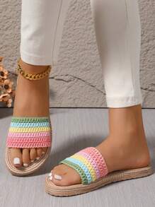 Women's Fashionable Bohemian Style Soft Bottom Comfortable Rope Slippers, New Beach Sandals For Summer