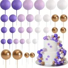 18pcs/4-Color Cake Decorative Balls Set, New Arrivals Cake Decorations For Birthday Party, Wedding - Multicolor - View 9