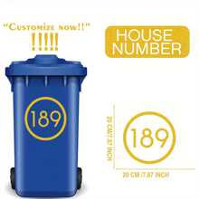 1 件定制反光垃圾桶编号 - 个性化不干胶标签，带有房屋和街道名称，PET 材料，图形印刷