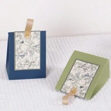 10 Stücke kleine Hochzeits-Party Gastgeschenk Boxen Süßigkeiten Verpackung Schokoladen Geschenkboxen zum Befüllen Braut Geburtstag Dusche Buchstaben Blumen Design als Dankeschön für Gäste Geburtstag - große vertikale Box - Übersicht 5