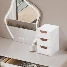 1 pieza Caja de almacenamiento de 3 capas para baño y tocador, caja de almacenamiento compacta para maquillaje y artículos esenciales, caja de papelería para escritorio, diseño sin perforación, apta para uso doméstico u oficina