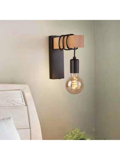 1pc Adjustable Zwart Industrial Retro Iron Sconce Bedroom, Kitchen Hallway (Light Bulb Not Included) view 3