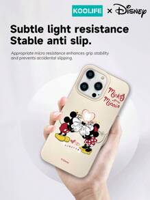 1 Custodia protettiva per telefono con licenza ufficiale Disney, a motivo della famiglia di Topolino - Amore Eterno, in texture di pelle, anti caduta, design slim, compatibile con Apple 16/16 Pro Max/16 Pro/16/15/15 Pro/15 Pro Max/15Plus/14/13/12/11
