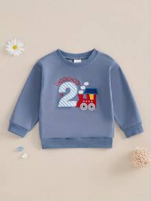 Camiseta de segundo cumpleaños para niño, atuendo de cumpleaños para bebé de 2 años, sudadera con burbujas bordada, suéter retro de manga larga - Azul - Ver 4
