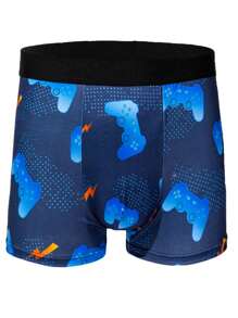 4pcs Set Men's Gamer Print Boxer Briefs, Comfortable Trunks, Mid-Rise Elastic Casual Underwear - Multicolor - View 4