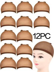 12PCS Brown Wig Caps For Women And Men, Stretchy Nylon Stocking Caps With Closed End Mesh, Lightweight And Breathable - Brown - View 11