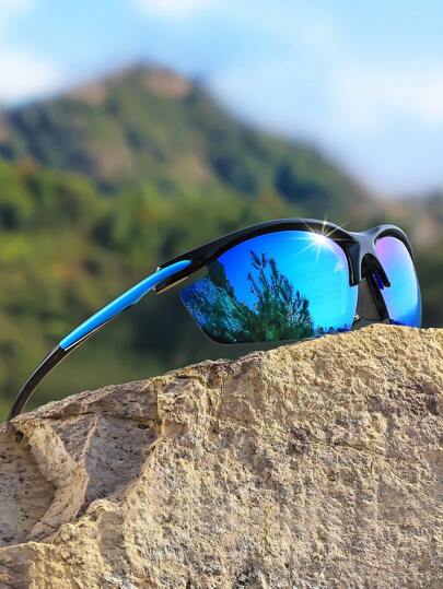 قطعة واحدة نظارات رياضية بإطار نصفي، مناسبة للقيادة والخارج والدراجات والتنزه، طراز كاجوال عصري للصيف والشاطئ والسفر