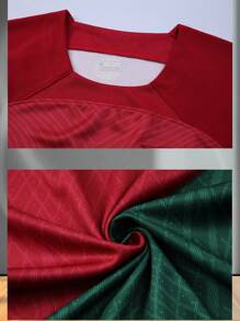 [ Blokecore Style ] Customized Retro Match Suit Sports Football Set, Customized Numbers Logo, Name, Group Customization, Fan Customization, Fashionable Portuguese Style Customized Match Training Uniforms - Red - View 7