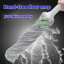 Hands-Free Self-Twisting Rope Mop, Convenient And Worry-Free Cleaning, Dry And Wet Dual-Purpose With 360-Degree Rotation, Suitable For All Floors In The Living Room, Bedroom, Bathroom And Kitchen, Easily Handle Various Stains, Multi-Functional Design Saves Effort And Is Highly Efficient, A Practical Tool For Home Cleaning.