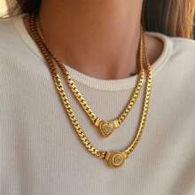 S SHOPBOHO 1 件女孩日常珠宝防锈不锈钢绳链多层珍珠项链 - 幾何 - 查看 2