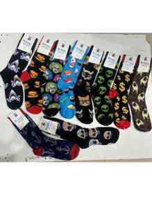 Stylish Unisex 3/4 Socks Available In Various Prints. No Option To Choose Size 36-40 40-46 - 彩色 - 查看 2