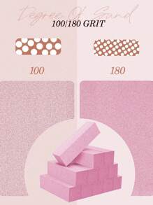 20pcs Nail Buffer Block, Medium/Fine Grit 100/180 Finishing Buffers For Acrylic Nails Gel Polish Nails, 3 Way Professional Pedicure Manicure Buffer Kits - Pink - View 4