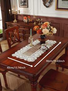 1 bucățire de masă decorativă din țesătură de pluș, ornamente delicate din dantelă cu broderie 3D, decorațiuni interioare, eșarfă de dulap, masă de bucătărie și sufragerie, serie de nuntă pentru petreceri de vacanță în interior