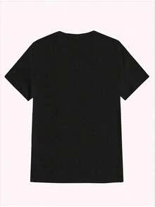 Hide Your Wife The Alpha Is Here ,Casual Print,Comfortable And Versatile,Letter Pattern Pure Cotton 220g Printed T-Shirt - Black - View 2